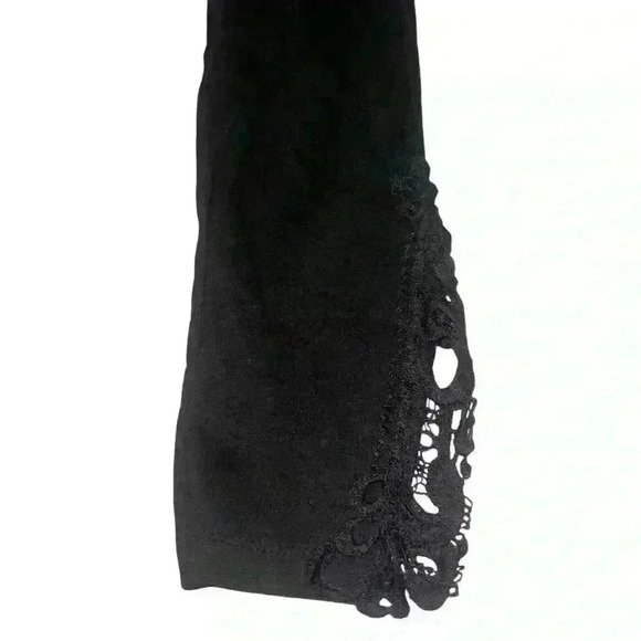 Venus Womens Size L Black Stretch Pants Lace Bottom Pull On - Picture 3 of 5